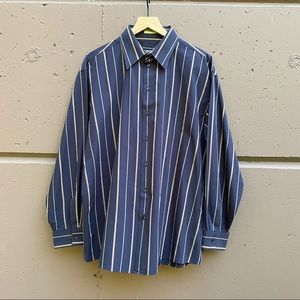 Kenneth Cole Reaction Stripes Button Down Shirt Black and Caramel Size Large